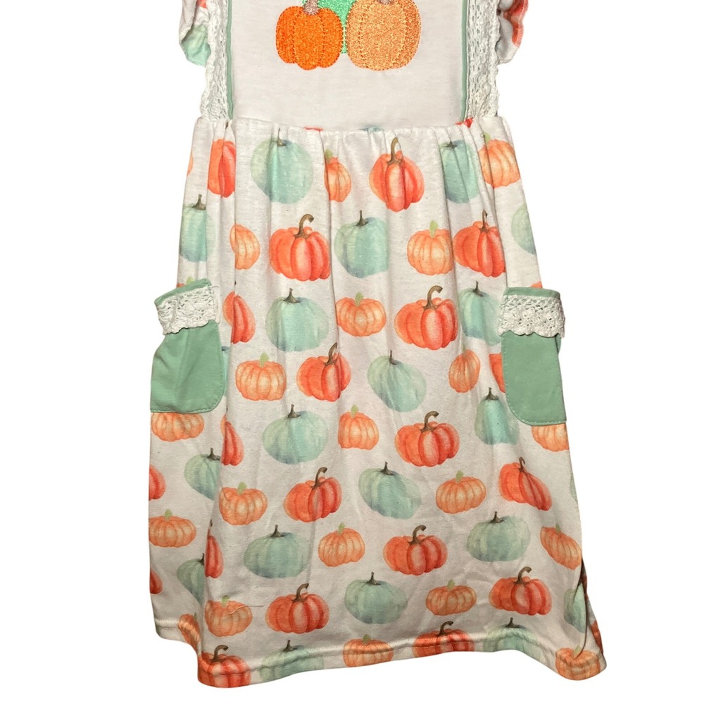 Honey Bean Pumpkin Pinafore Dress Kids 6 White Orange Fall Embroidery
Harvest - Picture 3 of 8